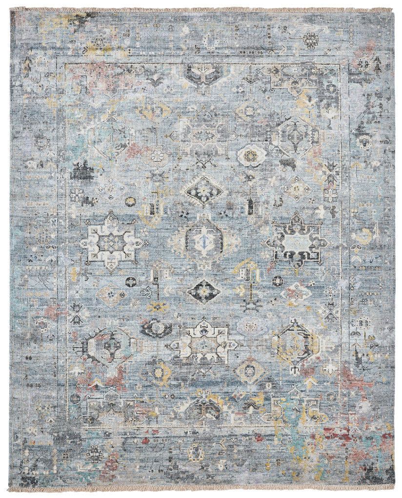 Distressed Khotan Blue Tones Greys