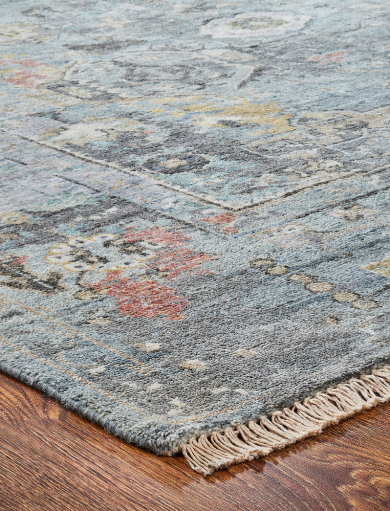 Distressed Khotan Blue Tones Greys