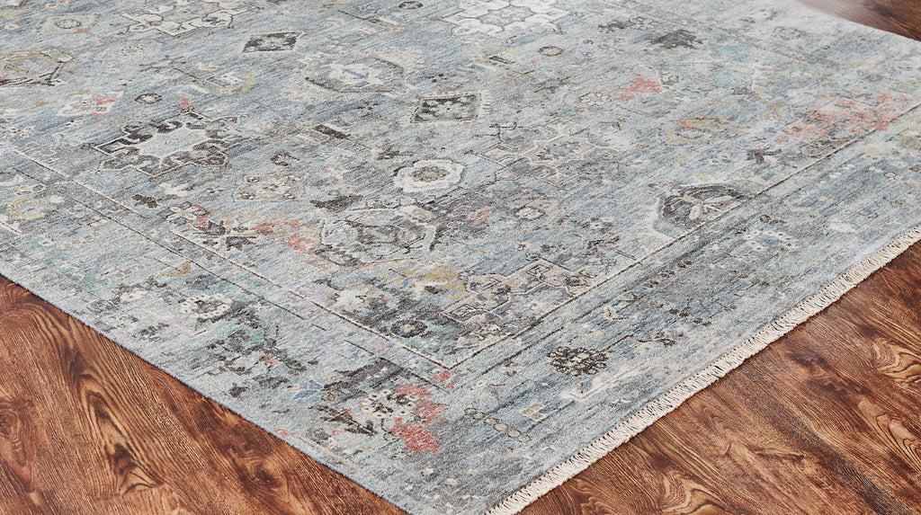 Distressed Khotan Blue Tones Greys