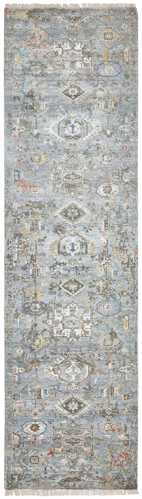 Distressed Khotan Blue Tones Greys